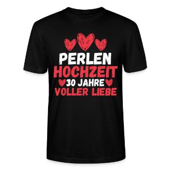 Ehe Perlenhochzeit 30 Jahre Verheiratet Hochzeitst - Stanley/Stella Unisex Bio-T-Shirt CRAFTER - Schwarz - Vorne - Alina (178cm) & Michal (187cm)