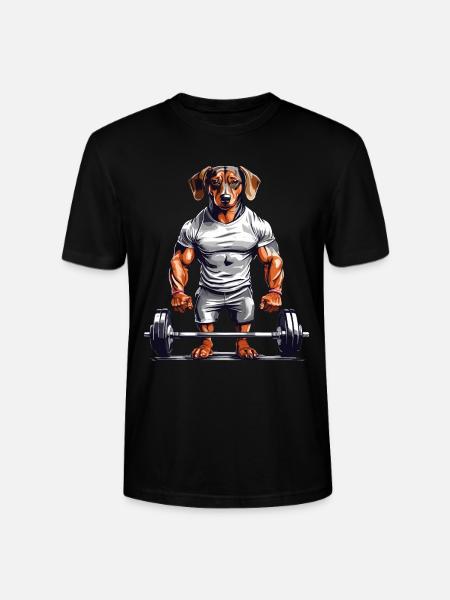 Muscle Dachshund Bodybuilder Dog Love Dog Design - Stanley/Stella CRAFTER Unisex Organic T-Shirt - black