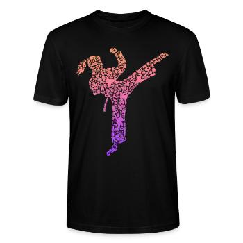 Karate Girl Kampfsportler Kinder Taekwondo Mädchen - Stanley/Stella Unisex Bio-T-Shirt CRAFTER - Schwarz - Vorne - Alina (178cm) & Michal (187cm)