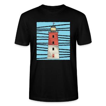 Sea Lighthouse Lover Gift Lighthouse - Stanley/Stella CRAFTER Unisex Organic T-Shirt - black - Front - Alina (178cm) & Michal (187cm)