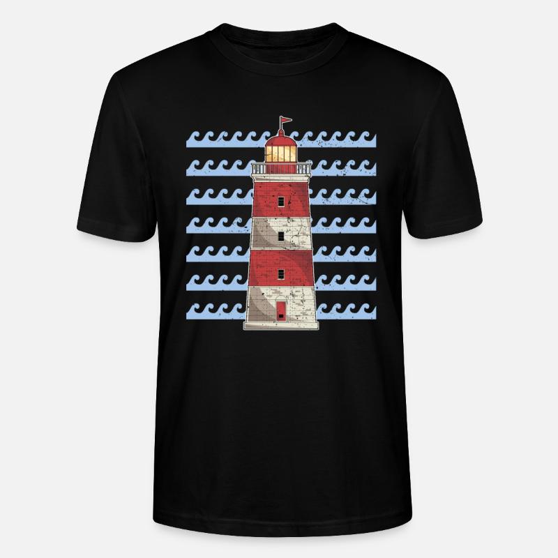 Mer vagues océan cadeau phare - T-shirt bio CRAFTER Stanley Stella Unisexe - noir