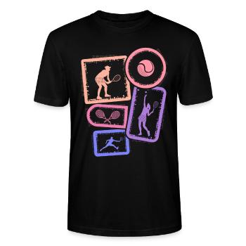 Tennis Spieler Damen Tennisspieler Mädchen - Stanley/Stella Unisex Bio-T-Shirt CRAFTER - Schwarz - Vorne - Alina (178cm) & Michal (187cm)