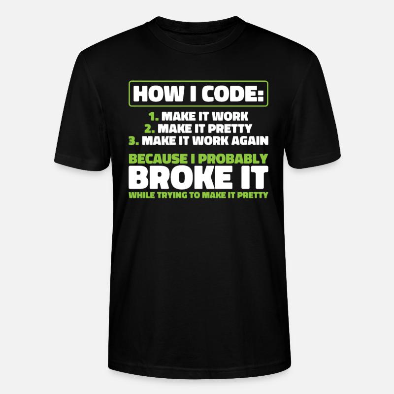 Développeur, Codeur, Programmeur - T-shirt bio CRAFTER Stanley Stella Unisexe - noir