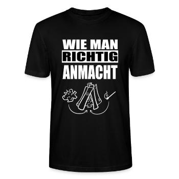 Lustige Sprüche. WIE MAN RICHTIG ANMACHT. Flirten - Stanley/Stella Unisex Bio-T-Shirt CRAFTER - Schwarz - Vorne - Alina (178cm) & Michal (187cm)