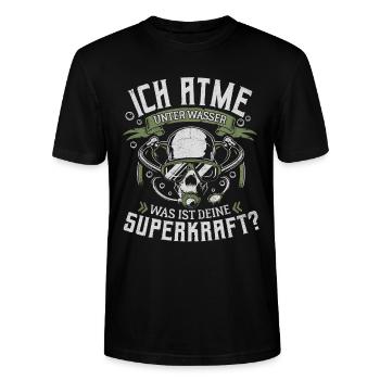 ICH ATME UNTER WASSER SUPERKRAFT TAUCHEN TAUCHER - Stanley/Stella Unisex Bio-T-Shirt CRAFTER - Schwarz - Vorne - Alina (178cm) & Michal (187cm)