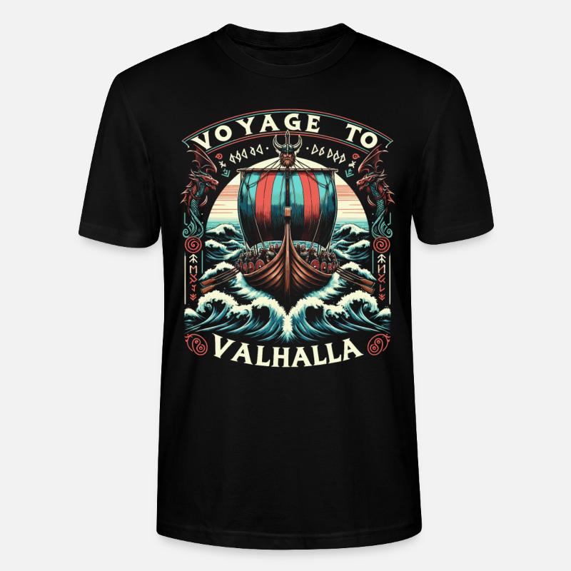 Drakkar viking Valhalla - T-shirt bio CRAFTER Stanley Stella Unisexe - noir