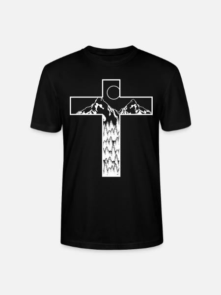 Mountains Cross Jesus Christ - Stanley/Stella CRAFTER Unisex Organic T-Shirt - black