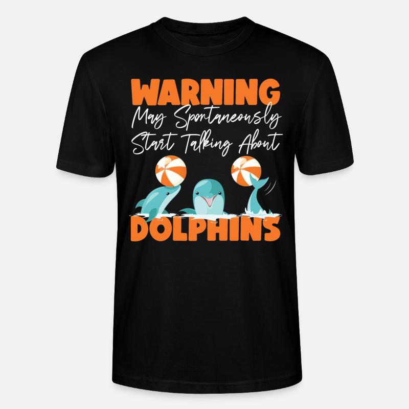 Dolphin Warning May Spontaneously - Stanley/Stella Unisex Bio-T-Shirt CRAFTER - Schwarz