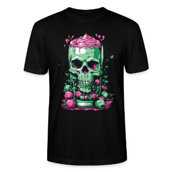 Skull Candy Gothic Pastel für Dia de Muertos - Stanley/Stella Unisex Bio-T-Shirt CRAFTER - Schwarz - Vorne - Alina (178cm) & Michal (187cm)