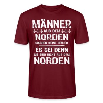 Norden Nordener - Stanley/Stella Unisex Bio-T-Shirt CRAFTER - Burgunderrot - Vorne - Alina (178cm) & Michal (187cm)