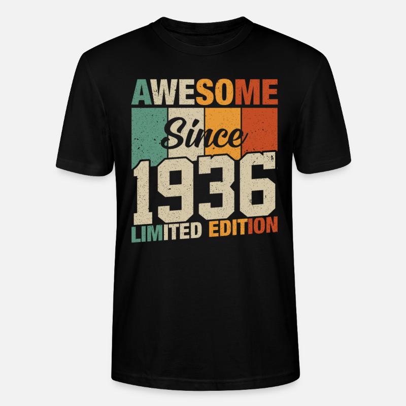 1936 - Millésime intemporel - T-shirt bio CRAFTER Stanley Stella Unisexe - noir
