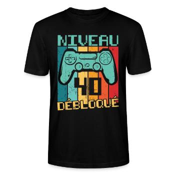 niveau 40 débloquéNiveau 40 débloqué Cadeau 40 ans - T-shirt bio CRAFTER Stanley Stella Unisexe - noir - Devant - Alina (178cm) & Michal (187cm)