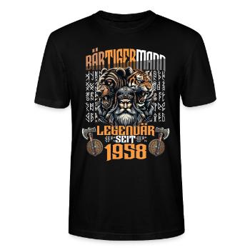 BÄRTIGERMANN Wikinger Geburtstag Legendär seit - Stanley/Stella Unisex Bio-T-Shirt CRAFTER - Schwarz - Vorne - Alina (178cm) & Michal (187cm)