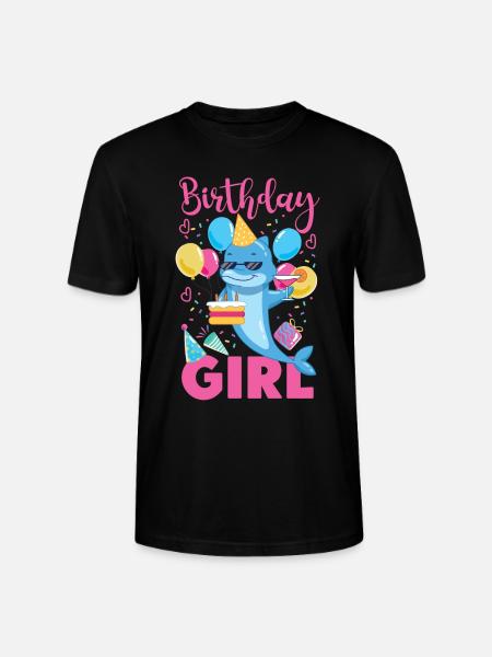 Dolphin Birthday Birthday Girl - Stanley/Stella CRAFTER Unisex Organic T-Shirt - black