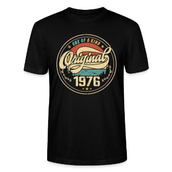 Original 1976 Jahrgang - 1976 Geburtstagsgeschenk - Stanley/Stella Unisex Bio-T-Shirt CRAFTER - Schwarz - Vorne - Alina (178cm) & Michal (187cm)