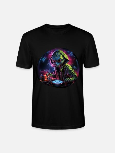 Alien DJ, Space DJ, Cosmic Beats, AlienCartoon, - Stanley/Stella CRAFTER Unisex Organic T-Shirt - black