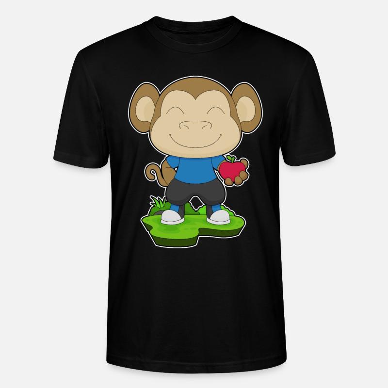 Monkey Apple Fruit - Stanley/Stella CRAFTER Unisex Organic T-Shirt - black