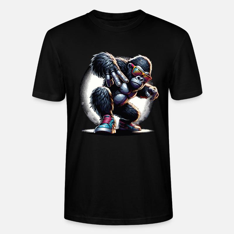 Gorilla mit Sonnenbrille - Stanley/Stella Unisex Bio-T-Shirt CRAFTER - Schwarz