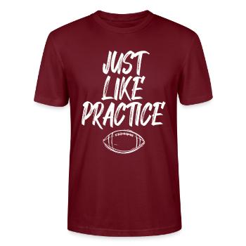 Just Like Practice American Football - Stanley/Stella Unisex Bio-T-Shirt CRAFTER - Burgunderrot - Vorne - Alina (178cm) & Michal (187cm)