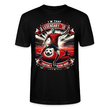 Legendary 1950s Vintage Football Gift - Stanley/Stella CRAFTER Unisex Organic T-Shirt - black - Front - Alina (178cm) & Michal (187cm)