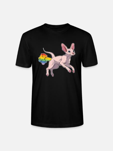 Sphynx Katze Regenbogen Regenbogenfurz - Stanley/Stella Unisex Bio-T-Shirt CRAFTER - Schwarz