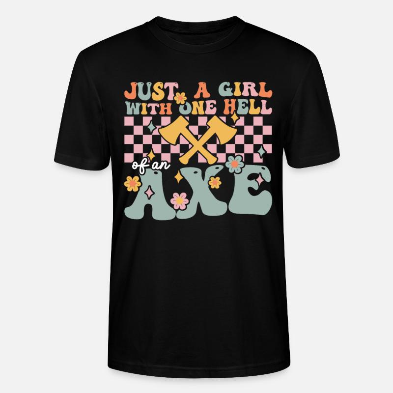 Groovy Axtwerfendes Mädchen - Stanley/Stella Unisex Bio-T-Shirt CRAFTER - Schwarz