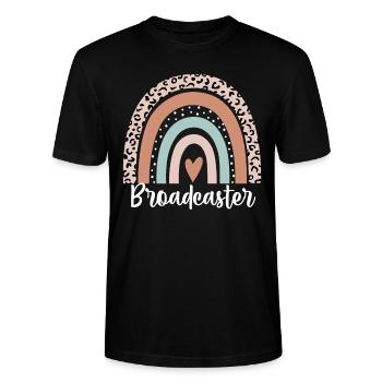 Broadcaster Rainbow Leopard Funny Broadcaster - Stanley/Stella CRAFTER Unisex Organic T-Shirt - black - Front - Alina (178cm) & Michal (187cm)