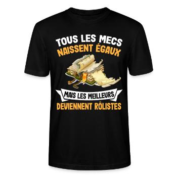 Les Mecs Naissent Rôlistes Homme Jeux de Role JDR - T-shirt bio CRAFTER Stanley Stella Unisexe - noir - Devant - Alina (178cm) & Michal (187cm)