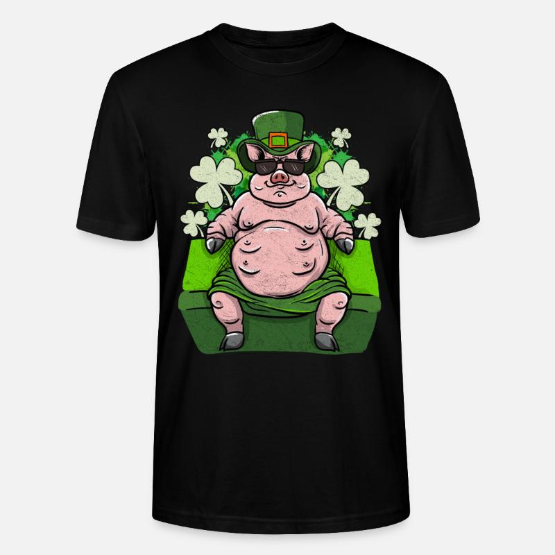Irisches Glücksschwein - Stanley/Stella Unisex Bio-T-Shirt CRAFTER - Schwarz