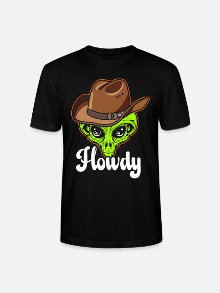 Howdy Alien Cowboy Space UFO Funny Western Rodeo - Stanley/Stella CRAFTER Unisex Organic T-Shirt - black