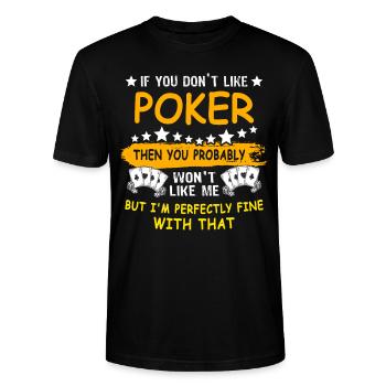 Poker Pokern - Stanley/Stella Unisex Bio-T-Shirt CRAFTER - Schwarz - Vorne - Alina (178cm) & Michal (187cm)