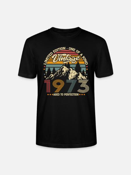 Vintage 1973 Vintage fødselsdag retro gave - Stanley Stella CRAFTER unisex økologisk-T-shirt - sort