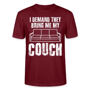 Sofa Couch - Stanley/Stella CRAFTER Unisex Organic T-Shirt - burgundy - Front - Alina (178cm) & Michal (187cm)