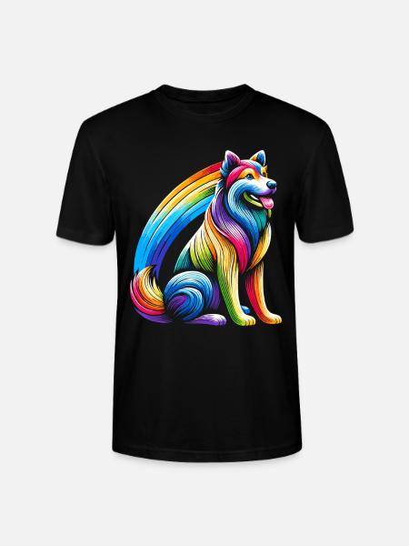 Regenbogenhund für Hundebesitzer - Stanley/Stella Unisex Bio-T-Shirt CRAFTER - Schwarz