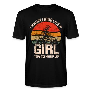 Quadgirl ATV 4 Wheeler Amateur de tout-terrain - T-shirt bio CRAFTER Stanley Stella Unisexe - noir - Devant - Alina (178cm) & Michal (187cm)