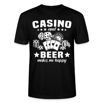 Casino Glücksspiel - Stanley/Stella Unisex Bio-T-Shirt CRAFTER - Schwarz - Vorne - Alina (178cm) & Michal (187cm)