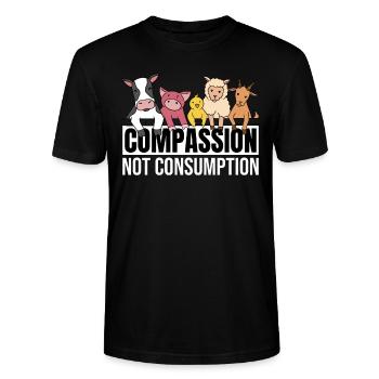 Compassion Not Consumption Love Animals Vegan - Stanley/Stella Unisex Bio-T-Shirt CRAFTER - Schwarz - Vorne - Alina (178cm) & Michal (187cm)