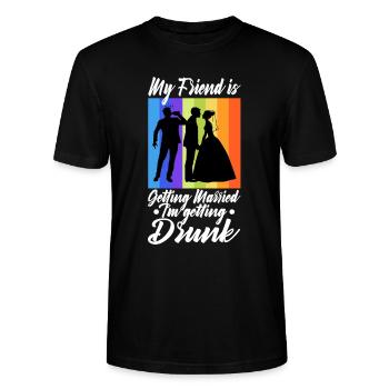 Mon ami se marie, je me saoule - T-shirt bio CRAFTER Stanley Stella Unisexe - noir - Devant - Alina (178cm) & Michal (187cm)