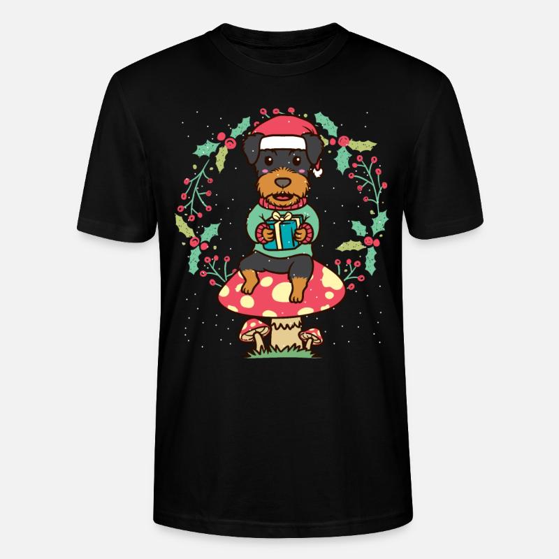 Deutsche Jagdterrier Hund Weihnachtskranz - Stanley/Stella Unisex Bio-T-Shirt CRAFTER - Schwarz