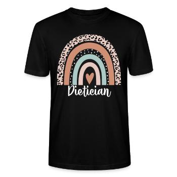 Diététicien Rainbow Leopard Diététicien drôle - T-shirt bio CRAFTER Stanley Stella Unisexe - noir - Devant - Alina (178cm) & Michal (187cm)
