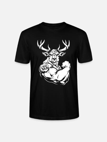 Cerf biceps tatouage j’aime papa - T-shirt bio CRAFTER Stanley Stella Unisexe - noir