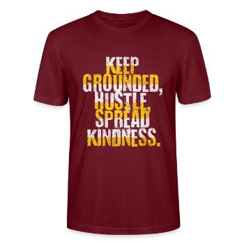 Stay grounded, push forward, - Stanley/Stella CRAFTER Unisex Organic T-Shirt - burgundy - Front - Alina (178cm) & Michal (187cm)