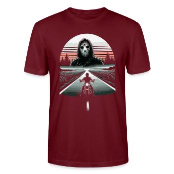 Road to Terror: Lone Rider & Slasher - Stanley/Stella CRAFTER Unisex Organic T-Shirt - burgundy - Front - Alina (178cm) & Michal (187cm)