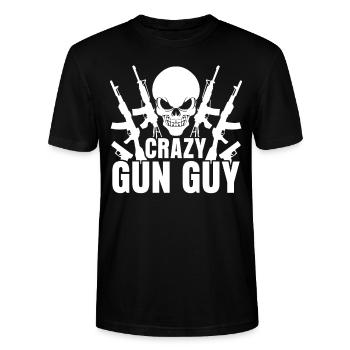 Armes Arme à feu Pistolet Pistolet Pistolet Fusil - T-shirt bio CRAFTER Stanley Stella Unisexe - noir - Devant - Alina (178cm) & Michal (187cm)