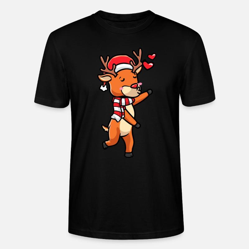 Émoticône de renne Noël Noël - T-shirt bio CRAFTER Stanley Stella Unisexe - noir
