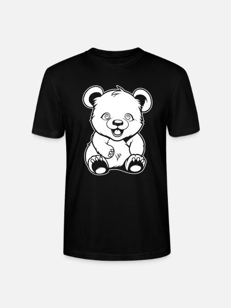 Big Panda Panda Bear Smiling - Stanley/Stella CRAFTER Unisex Organic T-Shirt - black