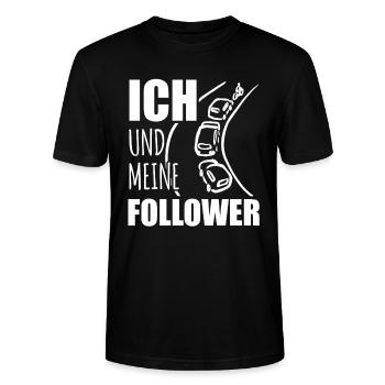 Ich und meine Follower - Fahrradweg - Fahrrad - Stanley/Stella Unisex Bio-T-Shirt CRAFTER - Schwarz - Vorne - Alina (178cm) & Michal (187cm)