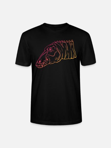 Neon Dino Geometry Art Gift - Stanley/Stella CRAFTER Unisex Organic T-Shirt - black