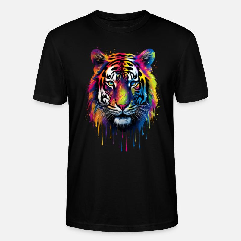 Rainbow Tiger - Stanley/Stella Unisex Bio-T-Shirt CRAFTER - Schwarz