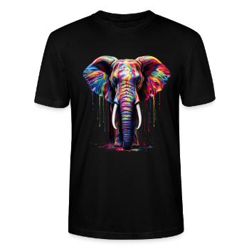 Éléphant arc-en-ciel - T-shirt bio CRAFTER Stanley Stella Unisexe - noir - Devant - Alina (178cm) & Michal (187cm)